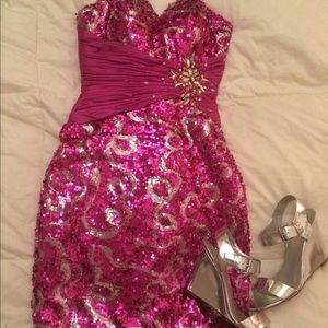 Hot pink sparkly cocktail dress
